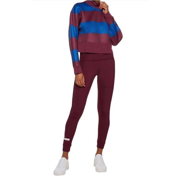 Adidas by Stella McCartney The Fold Tight Gathered Climalite Leggings In Burgund - Picture 2 of 4